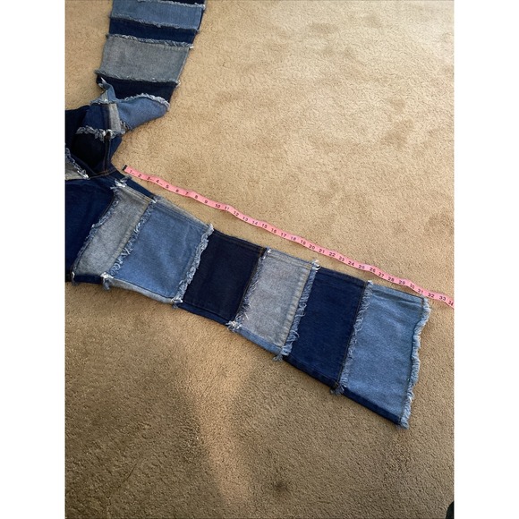 VINTAGE‎ Y2K ZANA*DI PATCHWORK JEANS SIZE 9 FLARE RAW HEM FRAYED EDGE LEG - Picture 11 of 16